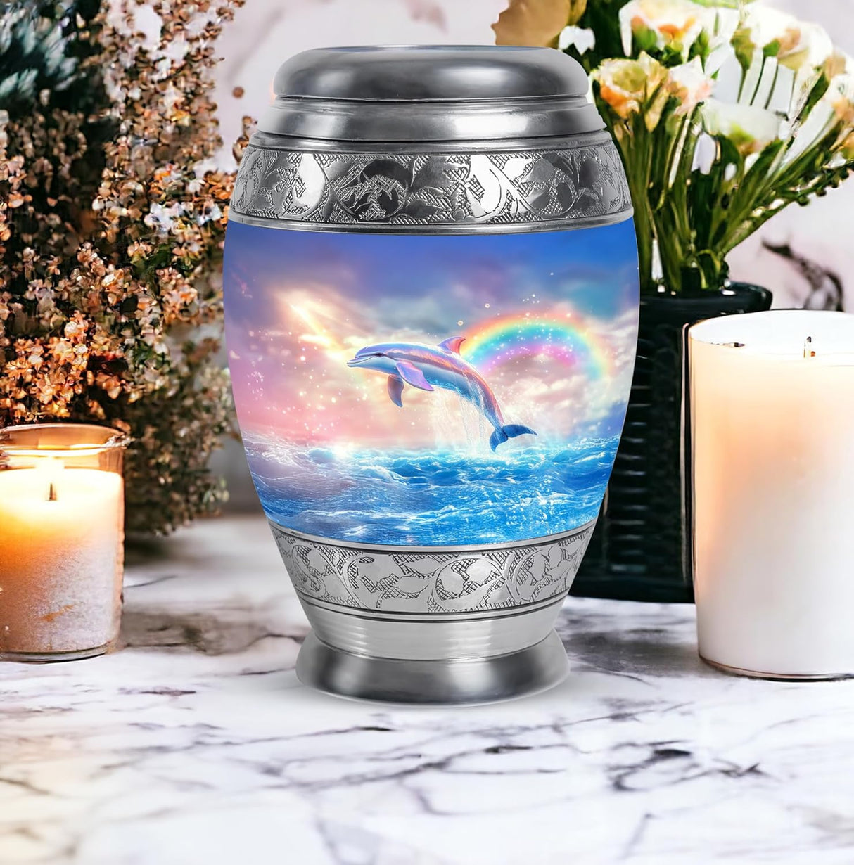 Dolphin Urn for Ashes - Funeral Urns of Human Ashes Adult Female - Cremation Urns for Men & Women - Companion Urn for Mom