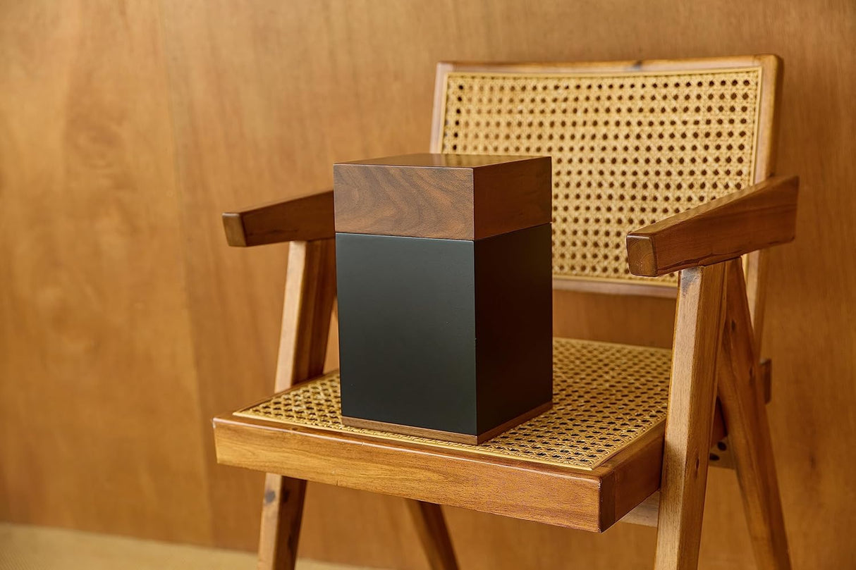 AspenStudio Black Walnut Wooden Cremation Urn for Human Ashes Handcrafted TSA Approved Urn by Aspen Studio