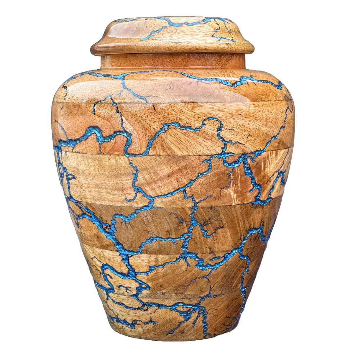 Wooden Cremation Urn for Human Ashes Handcrafted Urn for Adult Men & Women Memorial Urn for Ashes Decorative Burial & Funeral Urn (Hand Curving Border, Large 250lbs)