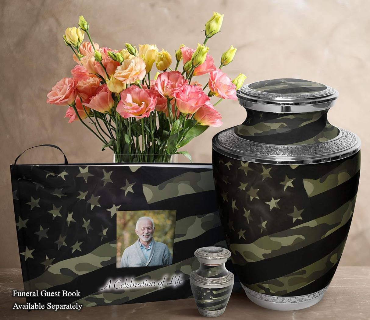 Military Cremation Urn for Ashes Adult Male - Beautifully Handcrafted Decorative Urns & Personalized Army Urns for Human Ashes Adult Man Traditional Camouflage