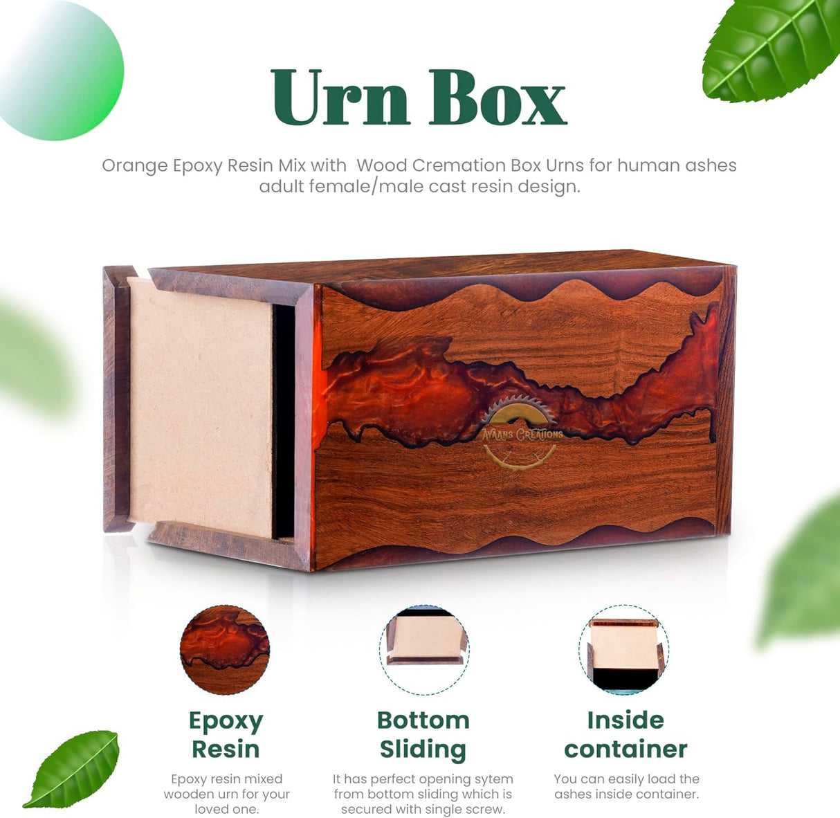 Handcrafted Rosewood Red Epoxy Resin Memorial Urn Box - Elegant Remembrance Keepsake for Ashes - Unique Wood Cremation Urn - Sympathy Gift (11X6X6(200Cu/in))