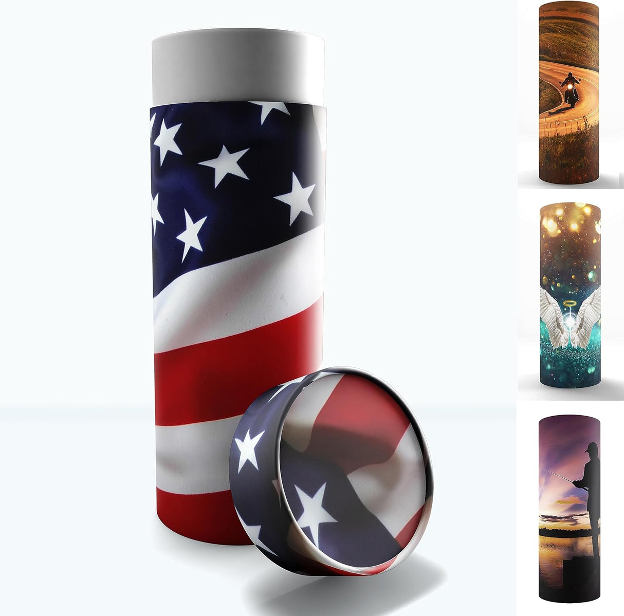 American Flag Men's Scattering Tubes for Human Ashes TSA Approved Scattering Urn and Eco-Friendly Biodegradable Urns for Human Ashes & Biodegradable Urn for Burial at Sea