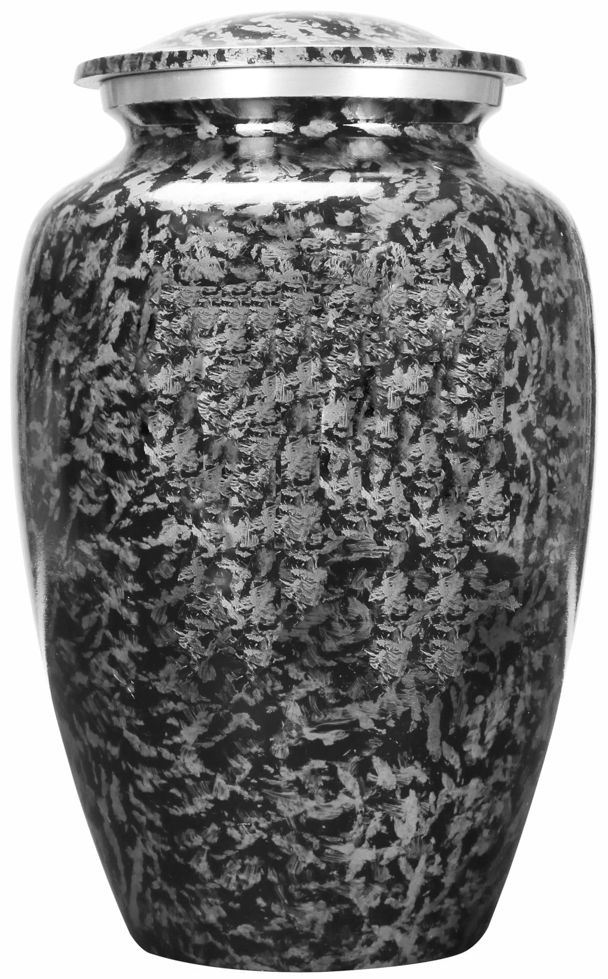 Decorative Burial Urn for Human Ashes Adult Female and Male 200+ Cubic Inches, Handcrafted Funeral Memorial Cremation Urn Affordable Urn for Human Ashes (Silver Black) ALPHA Living HOME