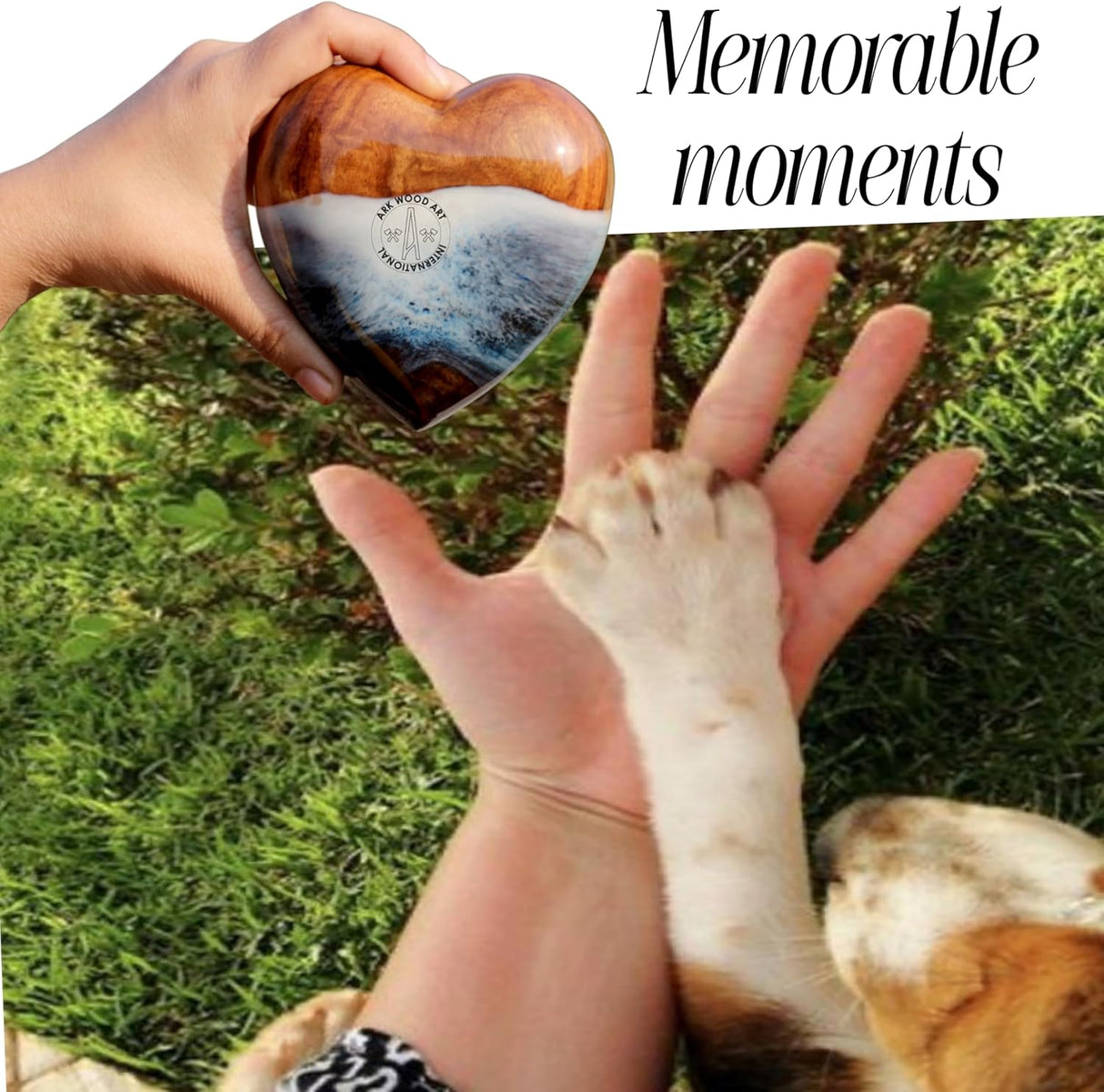 Ocean-Inspired Epoxy Resin Wooden Heart Urn Keepsake Urn for Human & Pet Ashes, Brown, Heart Pattern, 4x4x2 Inches, 6 Cubic Inches, Handcrafted Rosewood & Resin