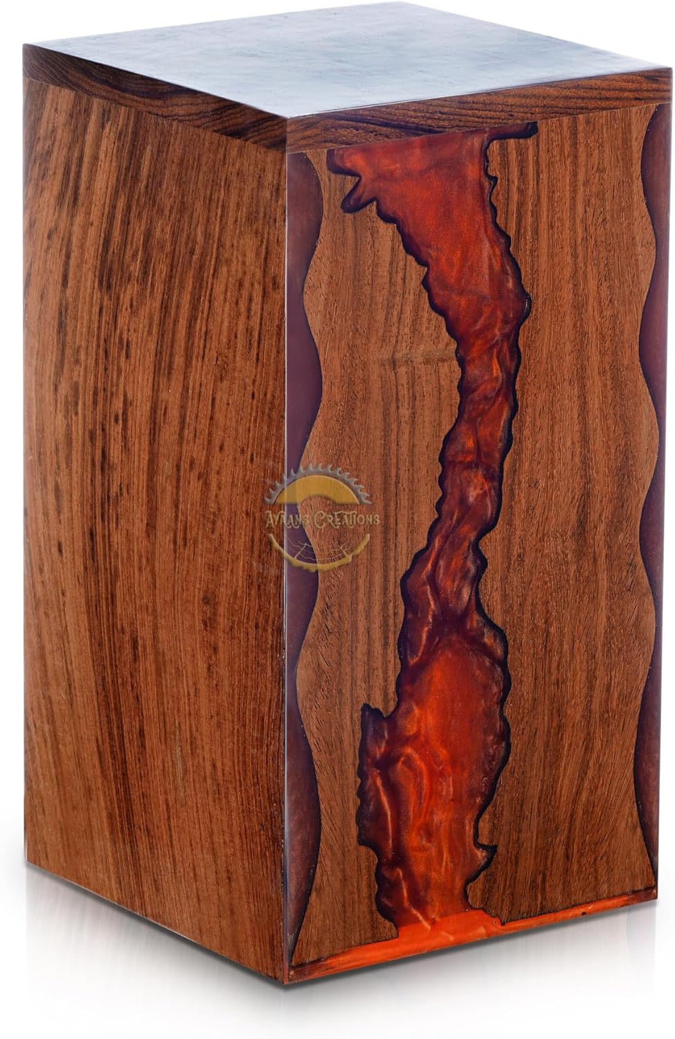 Handcrafted Rosewood Red Epoxy Resin Memorial Urn Box - Elegant Remembrance Keepsake for Ashes - Unique Wood Cremation Urn - Sympathy Gift (11X6X6(200Cu/in))