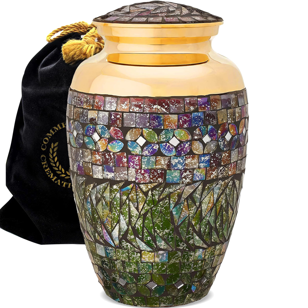 Glass Mosaic Cremation Urn for Ashes for Women - Personalized Cremation Urns for Human Ashes Adult Female Decorative Urns - Beautifully Handcrafted Glass Urn for Women