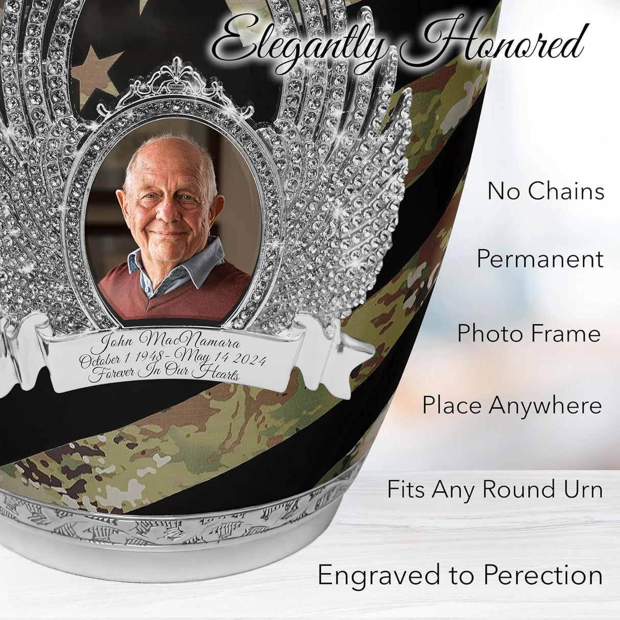 Army Cremation Urn for Ashes Adult Male - Beautifully Handcrafted Decorative Urns & Personalized Military Urns for Human Ashes Adult Man OCP