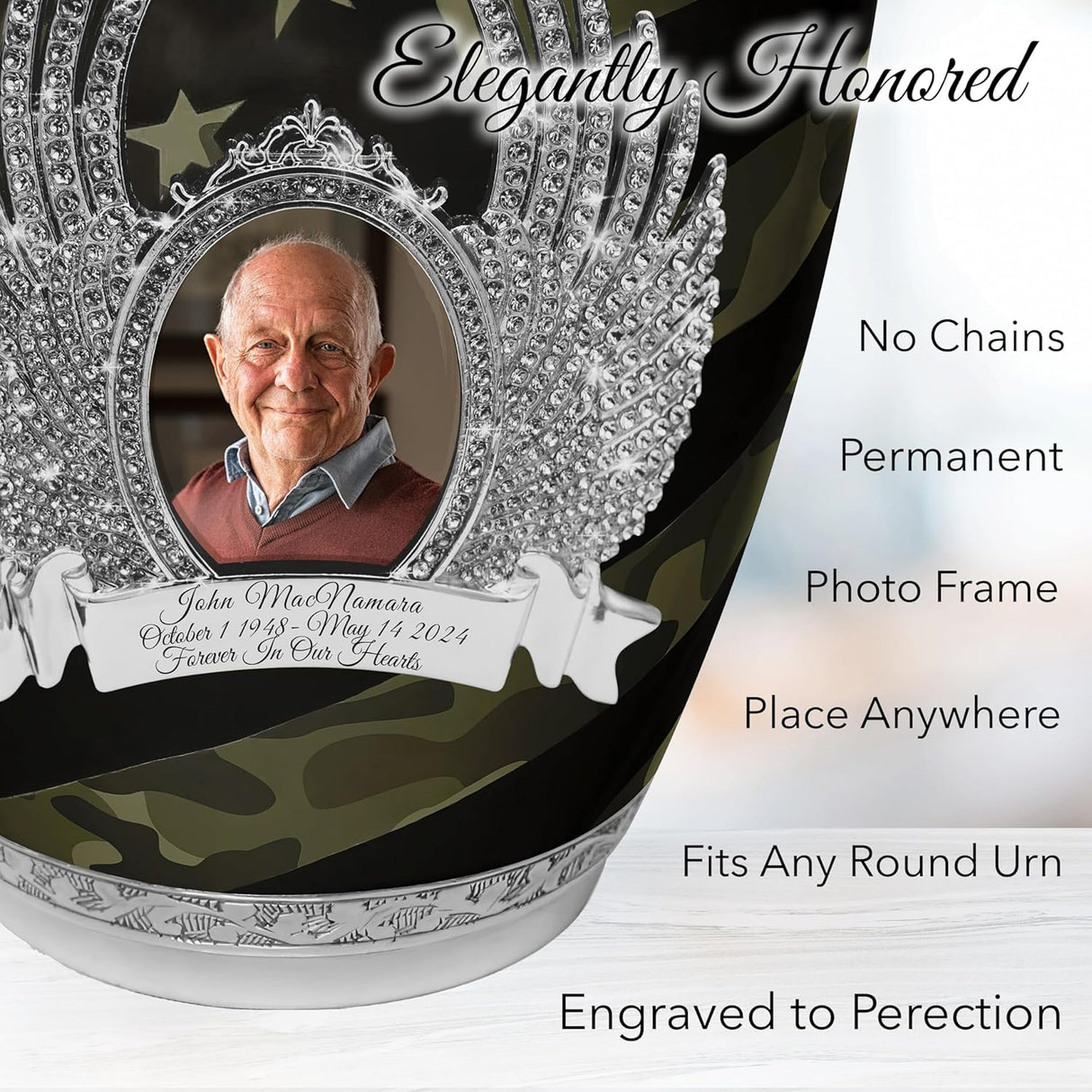 Military Cremation Urn for Ashes Adult Male - Beautifully Handcrafted Decorative Urns & Personalized Army Urns for Human Ashes Adult Man Traditional Camouflage