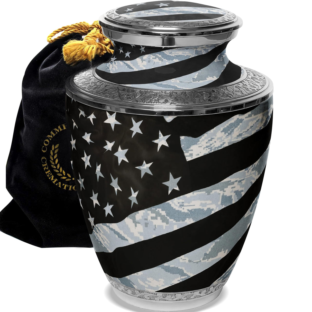 Military Cremation Urn for Ashes Adult Male - Beautifully Handcrafted Decorative Urns & Personalized Army Urns for Human Ashes Adult Man Traditional Camouflage