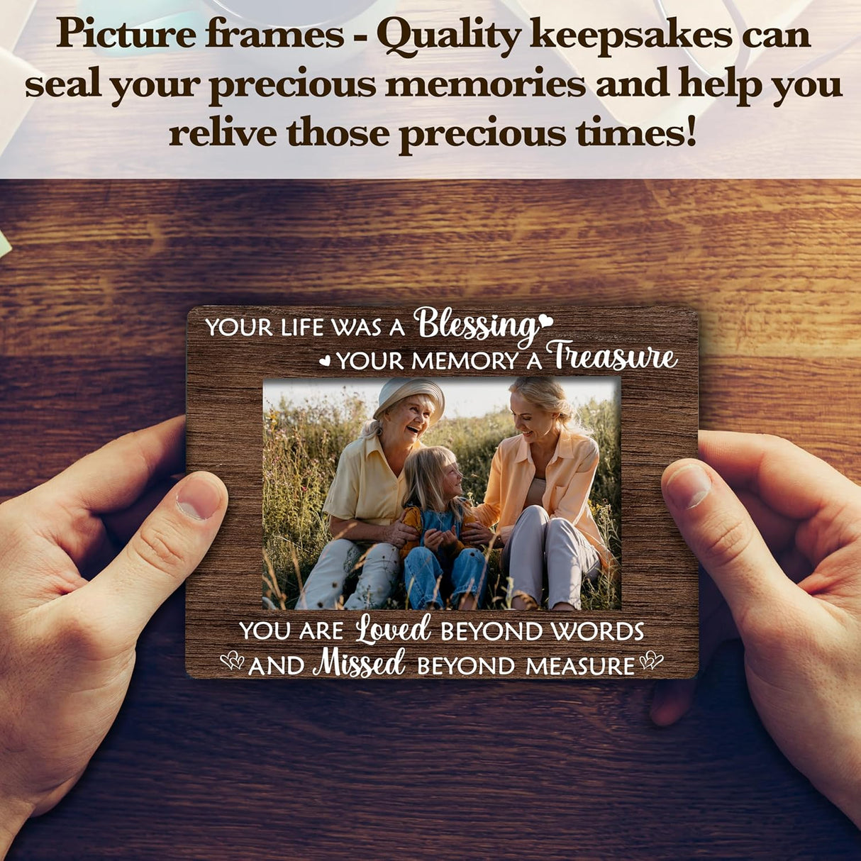 Memorial Picture Frame, Your Life Was A Blessing Photo Frame, Sympathy Gift For Loss Of Mother Father, In Memory of Loved One Bereavement Gifts, Home Office Remembrance Frame With Stand -01