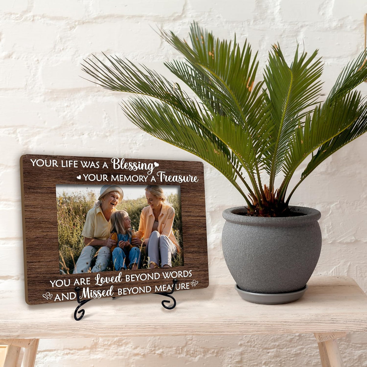 Memorial Picture Frame, Your Life Was A Blessing Photo Frame, Sympathy Gift For Loss Of Mother Father, In Memory of Loved One Bereavement Gifts, Home Office Remembrance Frame With Stand -01