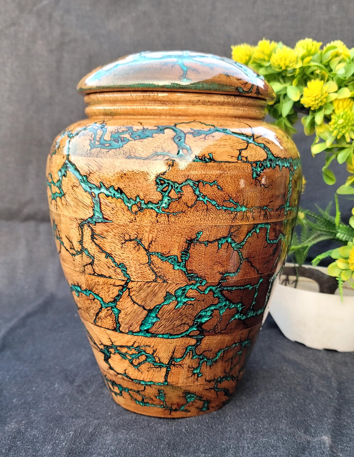 Resin and Wooden Cremation Urn for Human Ashes Male/Female, Cremation Adult Funeral Urn Box, Personalized Urn for Human Ashes - Custom Urn for Ashes (Small)