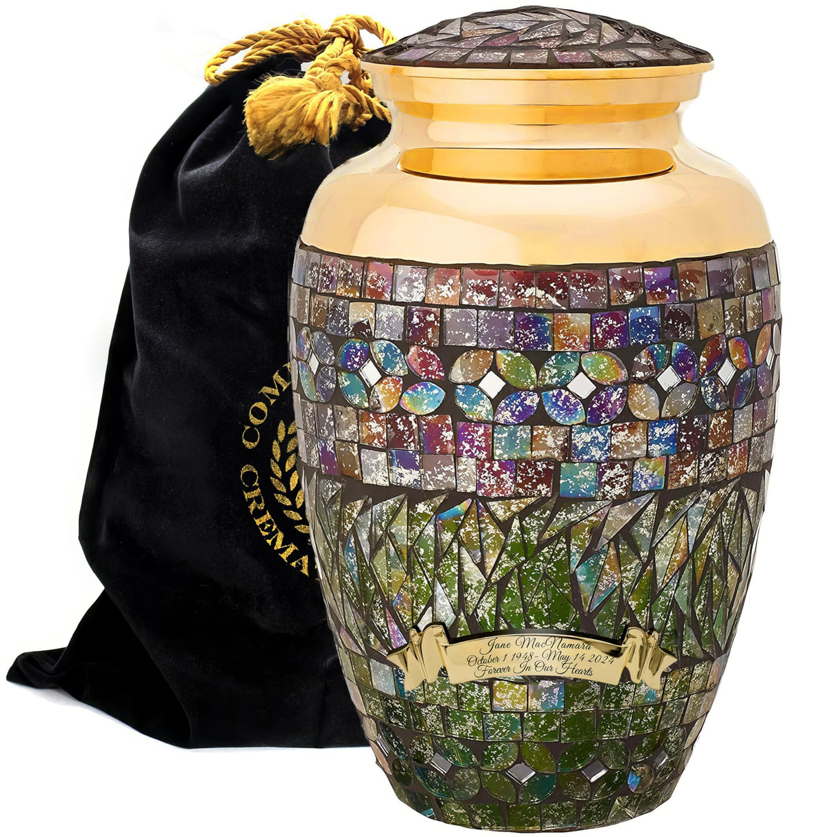 Glass Mosaic Cremation Urn for Ashes for Women - Personalized Cremation Urns for Human Ashes Adult Female Decorative Urns - Beautifully Handcrafted Glass Urn for Women
