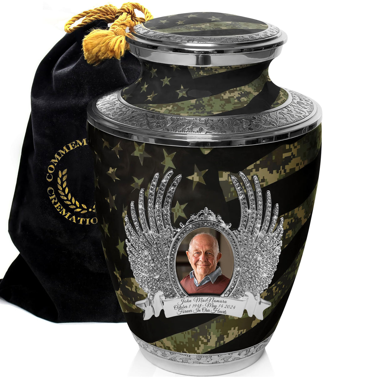 Army Cremation Urn for Ashes Adult Male - Beautifully Handcrafted Decorative Urns & Personalized Military Urns for Human Ashes Adult Man OCP