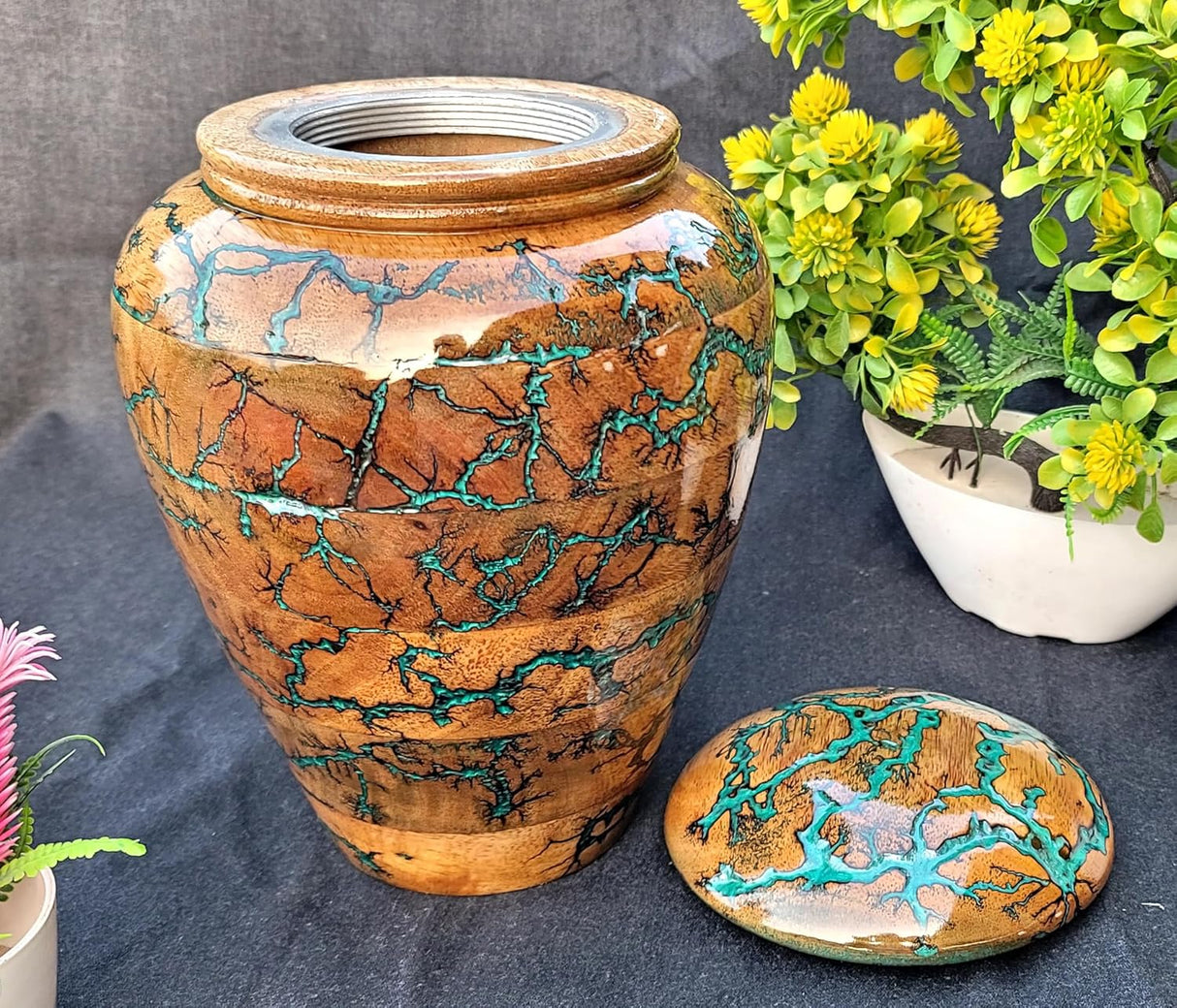 Resin and Wooden Cremation Urn for Human Ashes Male/Female, Cremation Adult Funeral Urn Box, Personalized Urn for Human Ashes - Custom Urn for Ashes (Large)