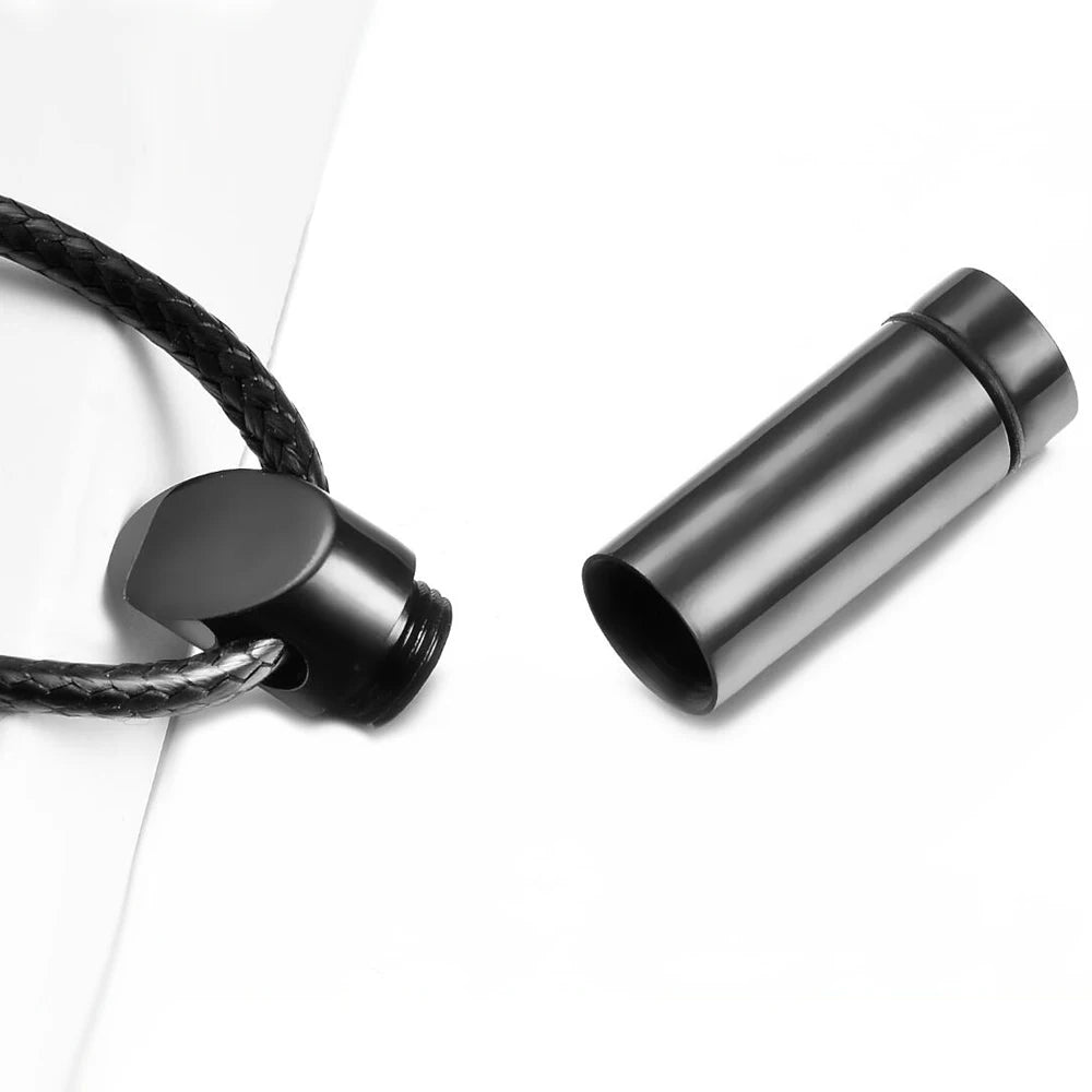 Black Stainless Steel Cremation Urns Necklace