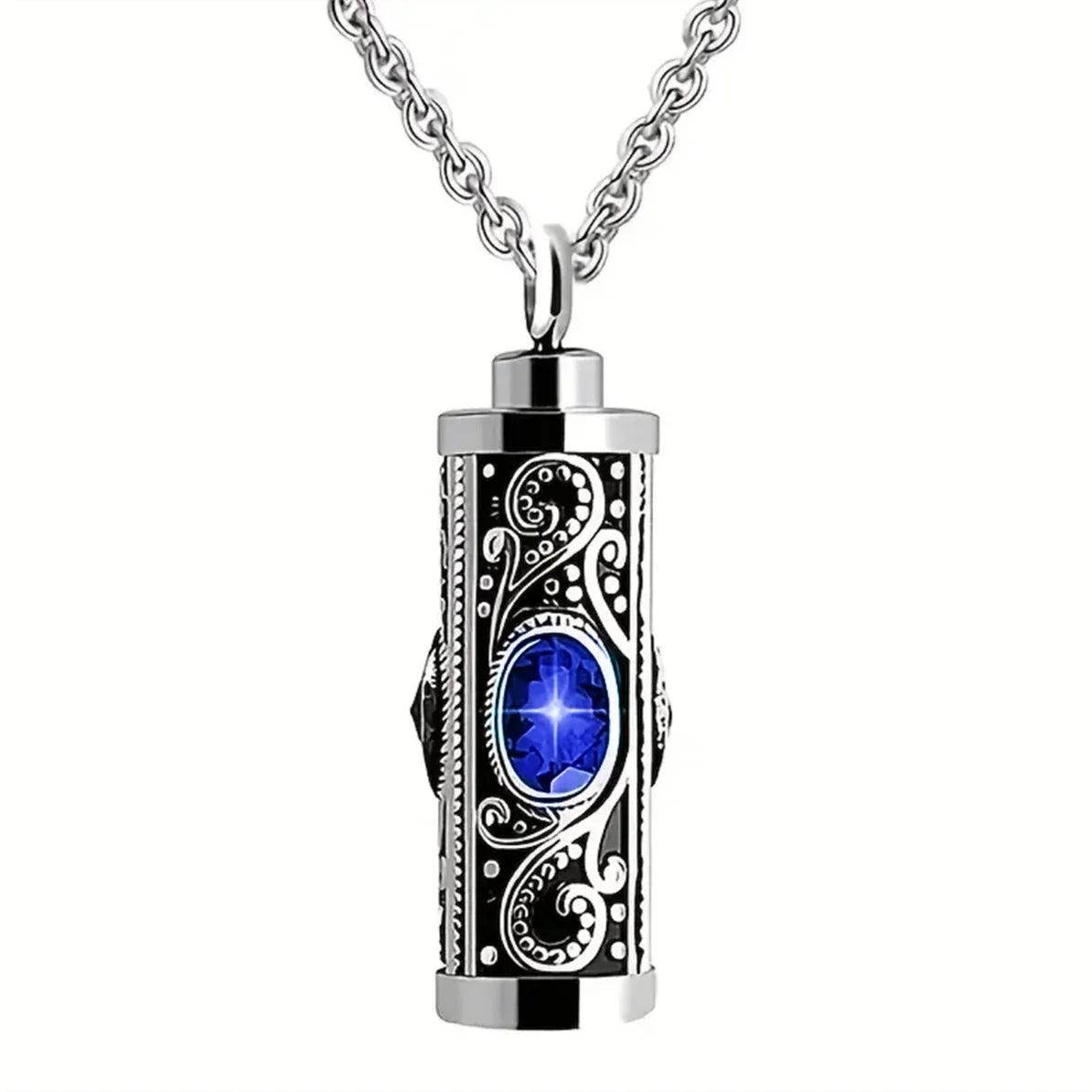 Blue Stainless Steel Ashes Urns Necklace