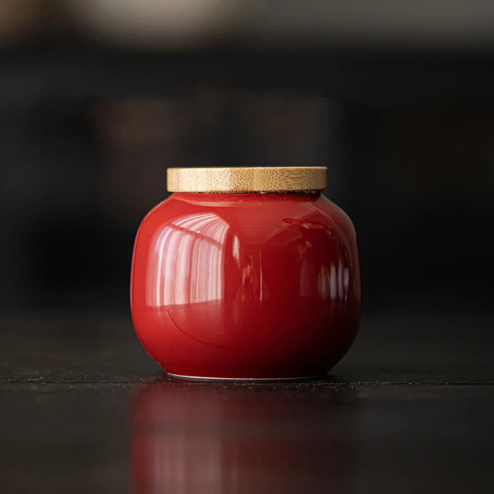 Red Handmade Pet Urns with Portrait