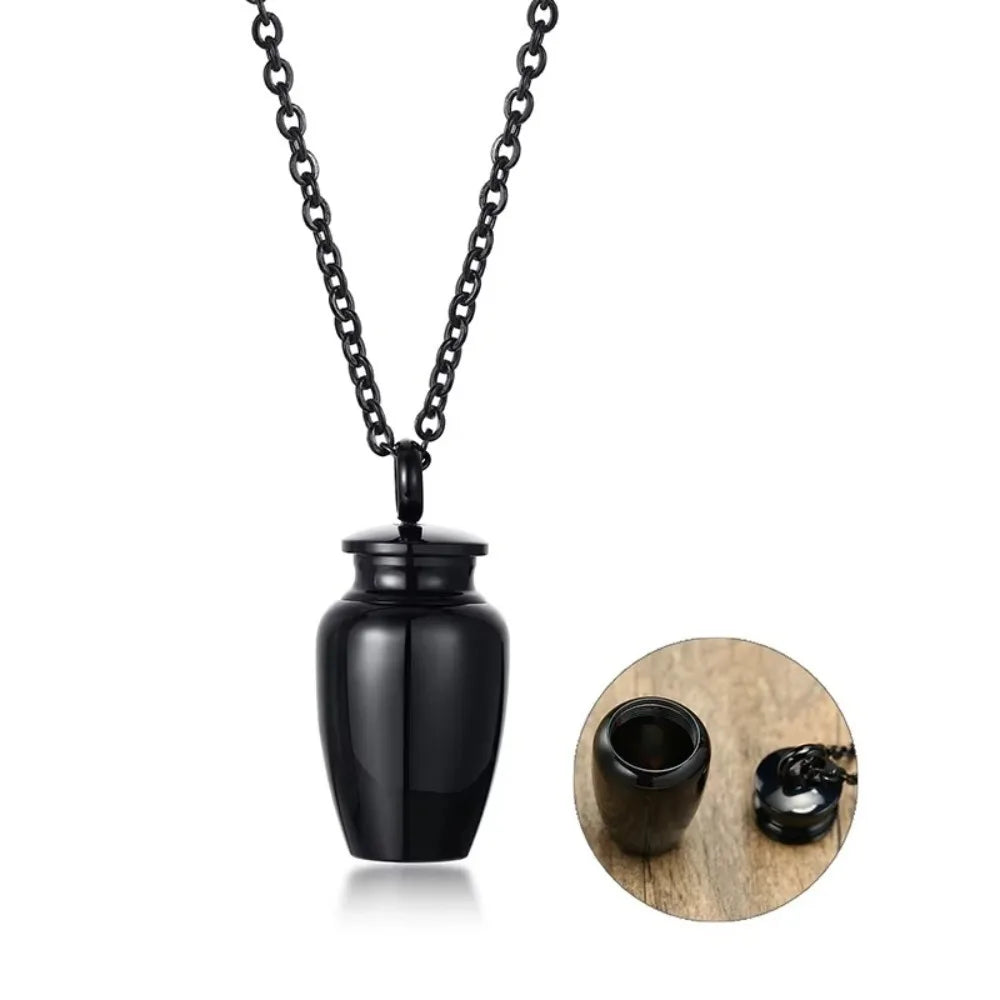 Black Mini Bone Ash Pendant Urns Necklace