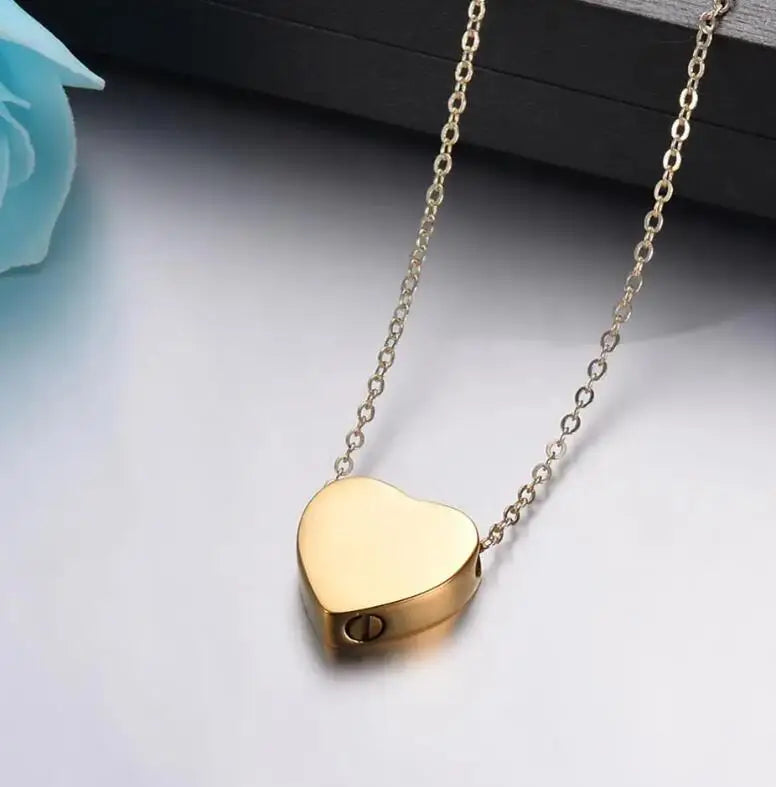 Gold Blank Stainless Steel Heart Urns Pendant