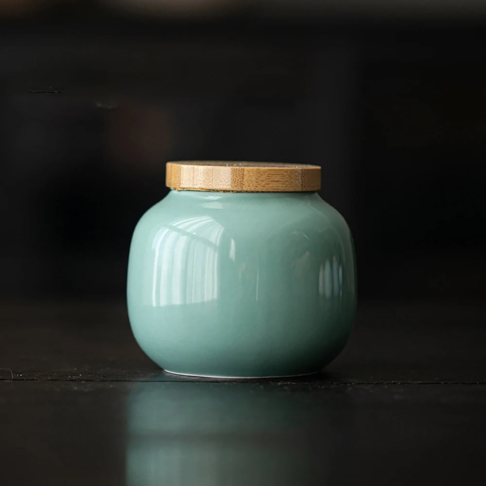 Green Custom Ceramic Pet Urns with Portrait