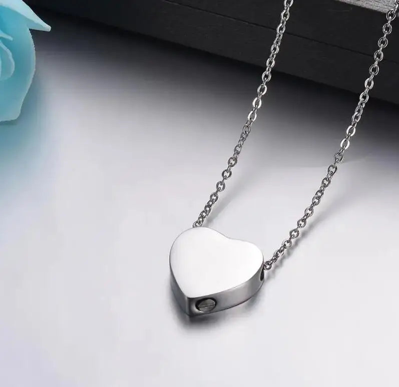 Silver Blank Heart Urns Necklace for Ashes
