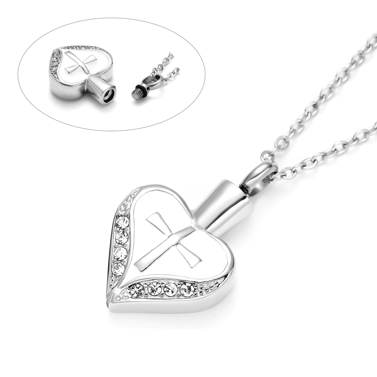 Stainless Steel Heart Urns Necklace For Ashes