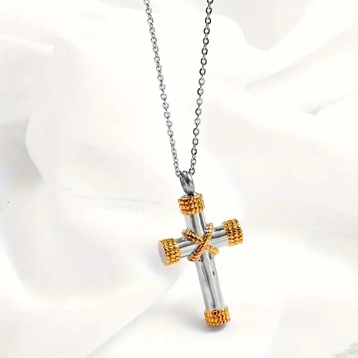 Gold Cross Memorial Cremation Urns Necklace