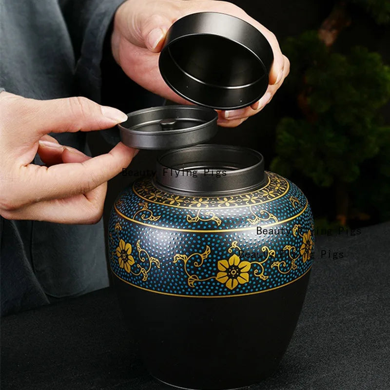 Black Ceramic Cremation Memorial Urns