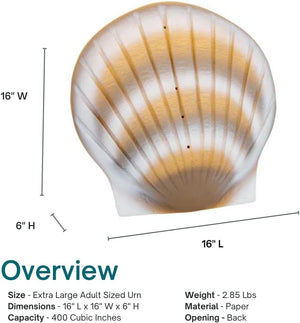 Shell Biodegradable Urn by Passages International, Eco Urn for Ashes, Recycled Paper & Clay, Extra Large Urn Sea Burial