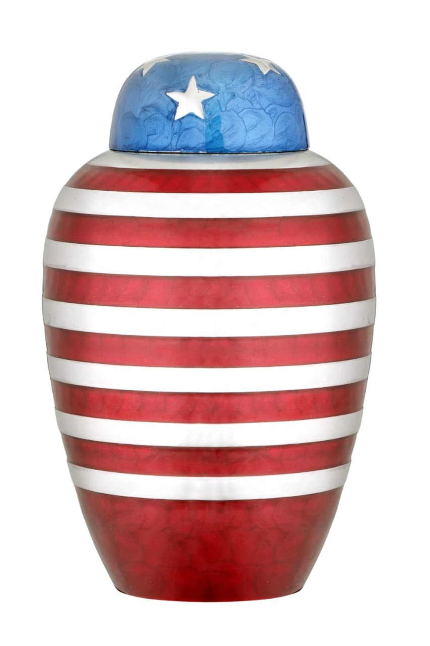 Bold & Divine American Flag Patriotic and Veteran Cremation Urns for Human Ashes Adult Male | Funeral Decorative Urn for Men, Police Dog K9, Army Firefighter