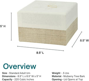 Embrace Biodegradable Urn- White Hemp, Adult Urn, Wood Pulp, Eco-Friendly Urn for Ashes