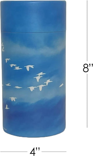 Scattering Tube, Biodegradable Cremation Urn for Ashes, Humans & Pets Sized Cremation Urn, 8'' x 4'' (Medium) (2), Blue (ST002)