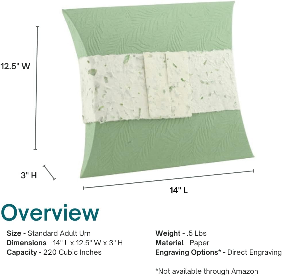 Journey Biodegradable Cremation Urn for Ashes - Fern, Earth Friendly Urn for Ground or Sea Burial, Eco Urn for Ashes, Adult Sized Cremation Urn