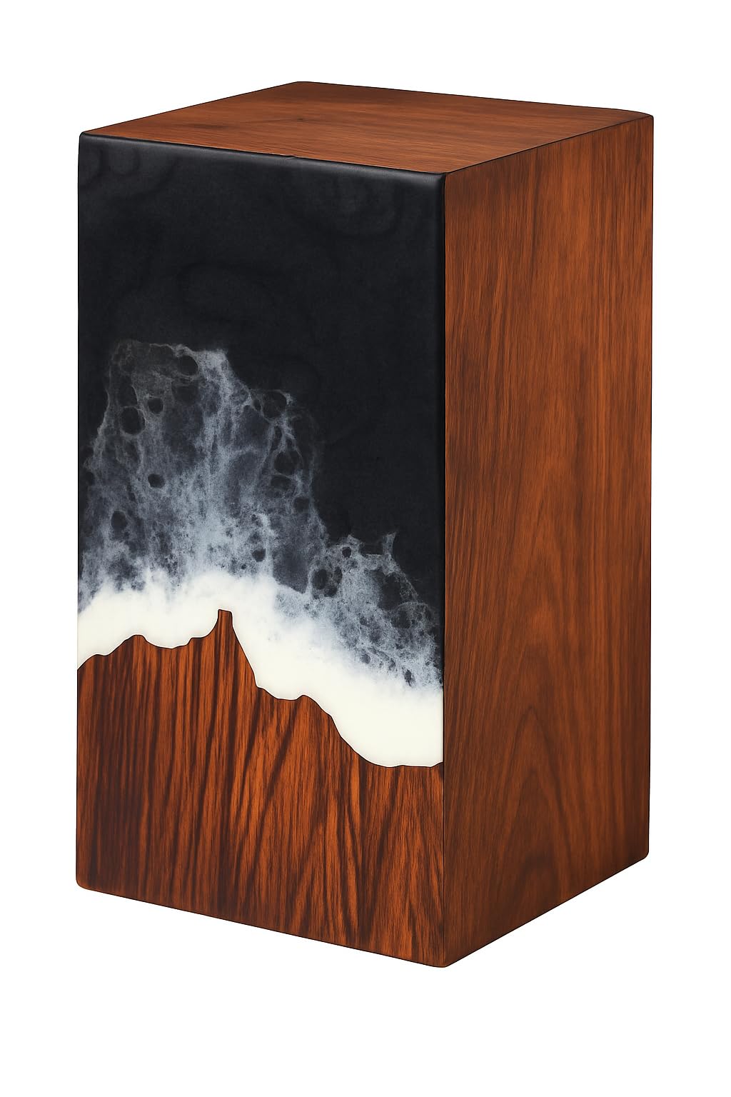 Handcrafted Wooden Cremation Urn with Ocean Epoxy Resin Design – Unique Funeral Urn for Human Ashes – Memorial Ashes Box (Rosewood Black, (Large - 11.25" Hx6.25 W (250 Cu/in))