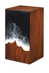 Handcrafted Wooden Cremation Urn with Ocean Epoxy Resin Design – Unique Funeral Urn for Human Ashes – Memorial Ashes Box (Rosewood Black, (Large - 11.25" Hx6.25 W (250 Cu/in))