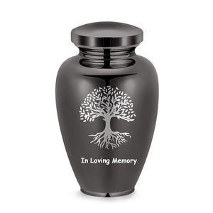 Imrsanl Cremation Urn for Human Ashes Burial Memorial Large Urns for Adult Male Female, Stainless Steel Engraved Butterfly Funeral Decorative Urns Keepsake for Women Men, 220 lbs (Silver-Tree of Life)