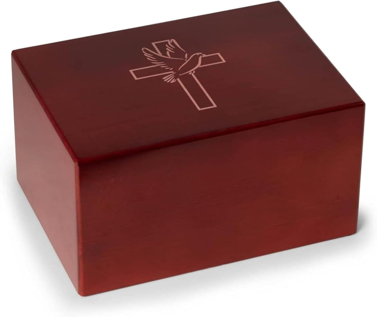 Bey-Berk Deering Moments Engraved Lacquered Rosewood Funeral Cremation Urn for Human Ashes (Cross-Dove, Large)