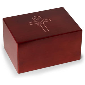 Bey-Berk Deering Moments Engraved Lacquered Rosewood Funeral Cremation Urn for Human Ashes (Cross-Dove, Large)