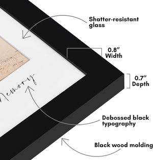 Americanflat Memorial Picture Frame with Shatter-Resistant Glass - Use as 4x6 Picture Frame with 3 Interchangeable Mats or Display 8x8 Photos without Mat - Signature Collection - Funeral Gifts - Black
