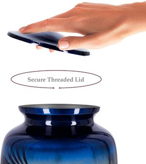 Trupoint Memorials Cremation Urns for Human Ashes, Military and Patriotic Decorative Burial Urn for Veteran Adult Men and Women, Large Blue