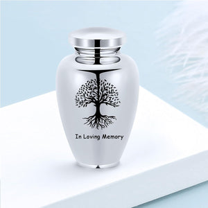 Imrsanl Cremation Urn for Human Ashes Burial Memorial Large Urns for Adult Male Female, Stainless Steel Engraved Butterfly Funeral Decorative Urns Keepsake for Women Men, 220 lbs (Silver-Tree of Life)
