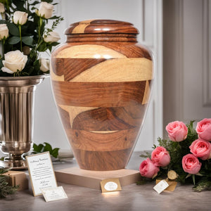Large Wooden Cremation Urn – Handcrafted Memorial for Human Ashes, Adult Funeral Urn for Men & Women (Rosewood, Large (200Cu/Inches))