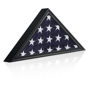 Large Military Shadow Box Solid Wood Burial Flag Display Case for American Veteran Flag Display Fit a Folded 5'x9.5' Flag Military Flag Display Case, Mahogany Finish