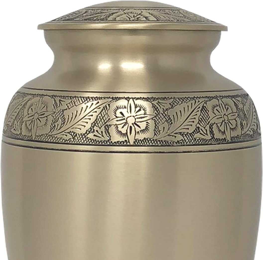 Embossed Bronze Cremation Urn - Adult Bronze Cremation Urn