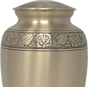Embossed Bronze Cremation Urn - Adult Bronze Cremation Urn