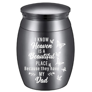 CREATCABIN Sunflower Ashes Urn Keepsake Butterflies Cremation Urn Mini Urns Stainless Steel Memorial Ashes Holder Container Jar for Human Ashes Dad Remains 1.18x1.57 Inch-Those We Love Don't Go Away