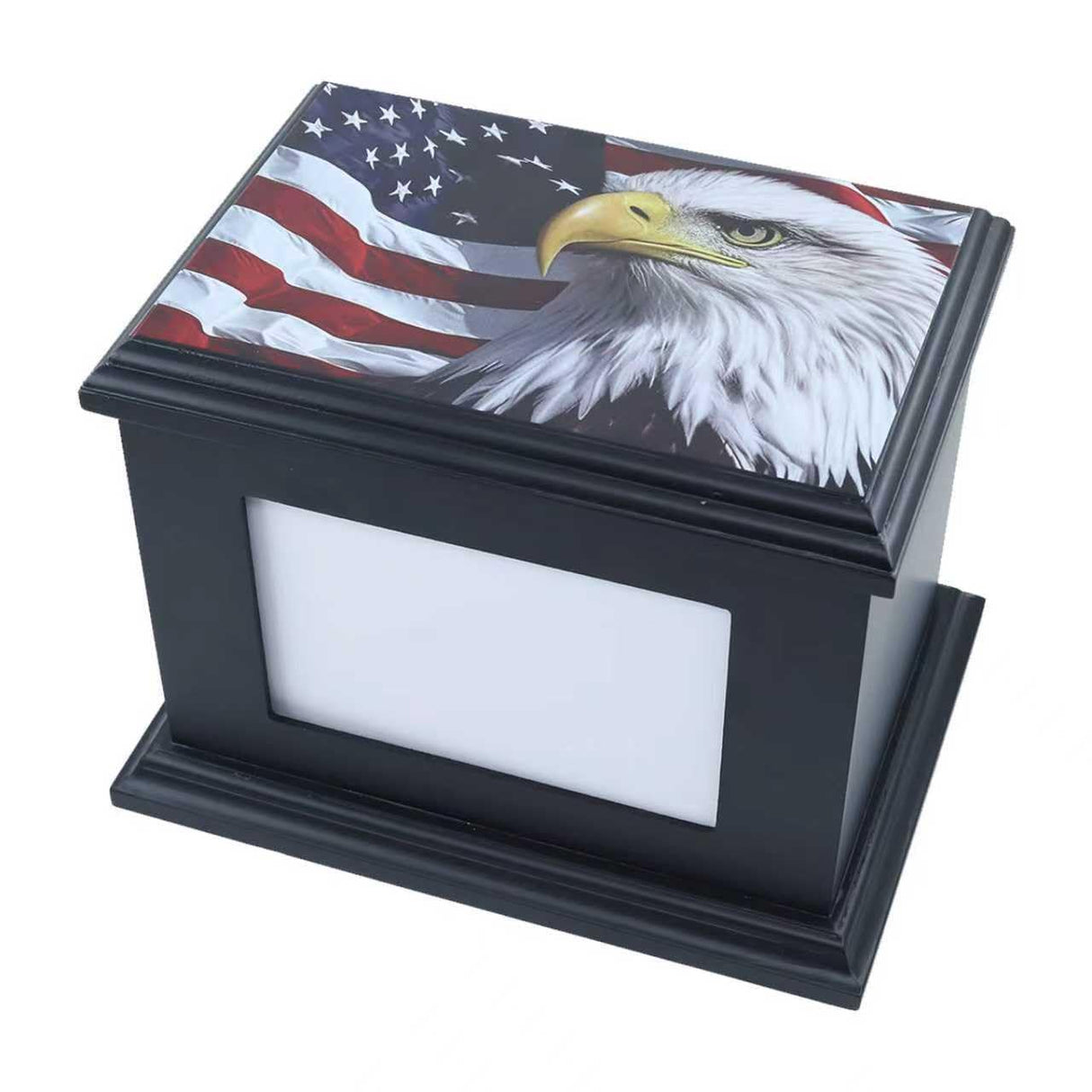 Handcrafted Solid Wooden Box Urns for Adult Human Ashes Male or Female Cremation- Funeral Memorial Urn for Man or Woman with Photo Frame- Keepsake Casket Up to 200 Lbs (Black, L, Dove)