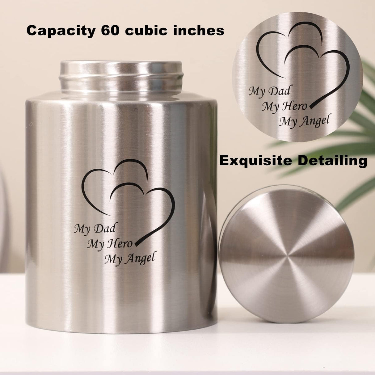 Medium Urns for Human Ashes - Stainless Steel Keepsake Funeral Urns