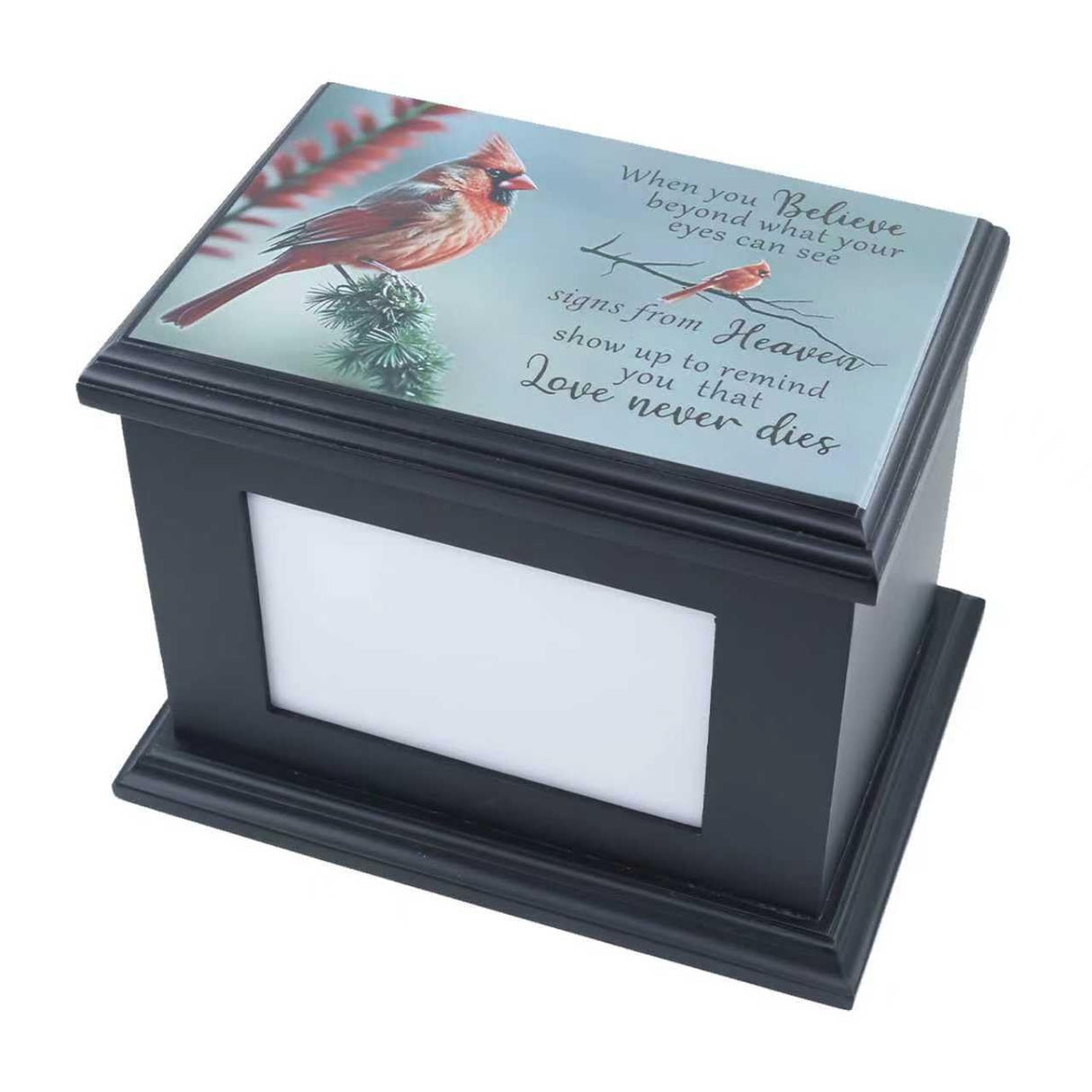 Handcrafted Solid Wooden Box Urns for Adult Human Ashes Male or Female Cremation- Funeral Memorial Urn for Man or Woman with Photo Frame- Keepsake Casket Up to 200 Lbs (Black, L, Eagle&Flag)